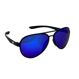 Flying Eyes Sunglasses Cooper Aviator Standard - Matte Black Frame, Mirrored Sapphire Lenses