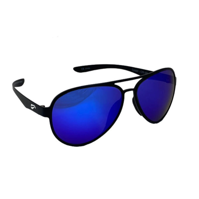 Flying Eyes Sonnenbrille Cooper Aviator Standard - Rahmen matt schwarz, Linsen saphirblau (verspiegelt)