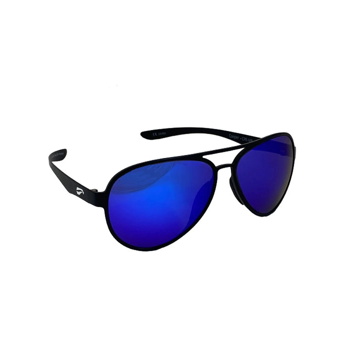 Flying Eyes Sunglasses Cooper Aviator Standard - Matte Black Frame, Mirrored Sapphire Lenses