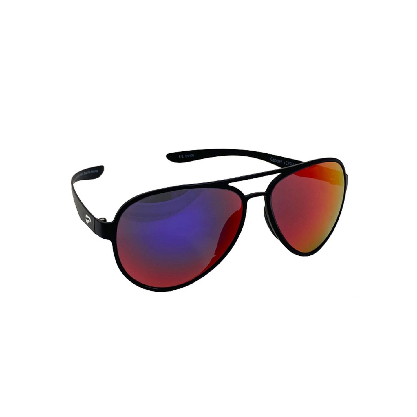 Flying Eyes Sunglasses Cooper Aviator Standard - Matte Black Frame, Mirrored Sunset Lenses
