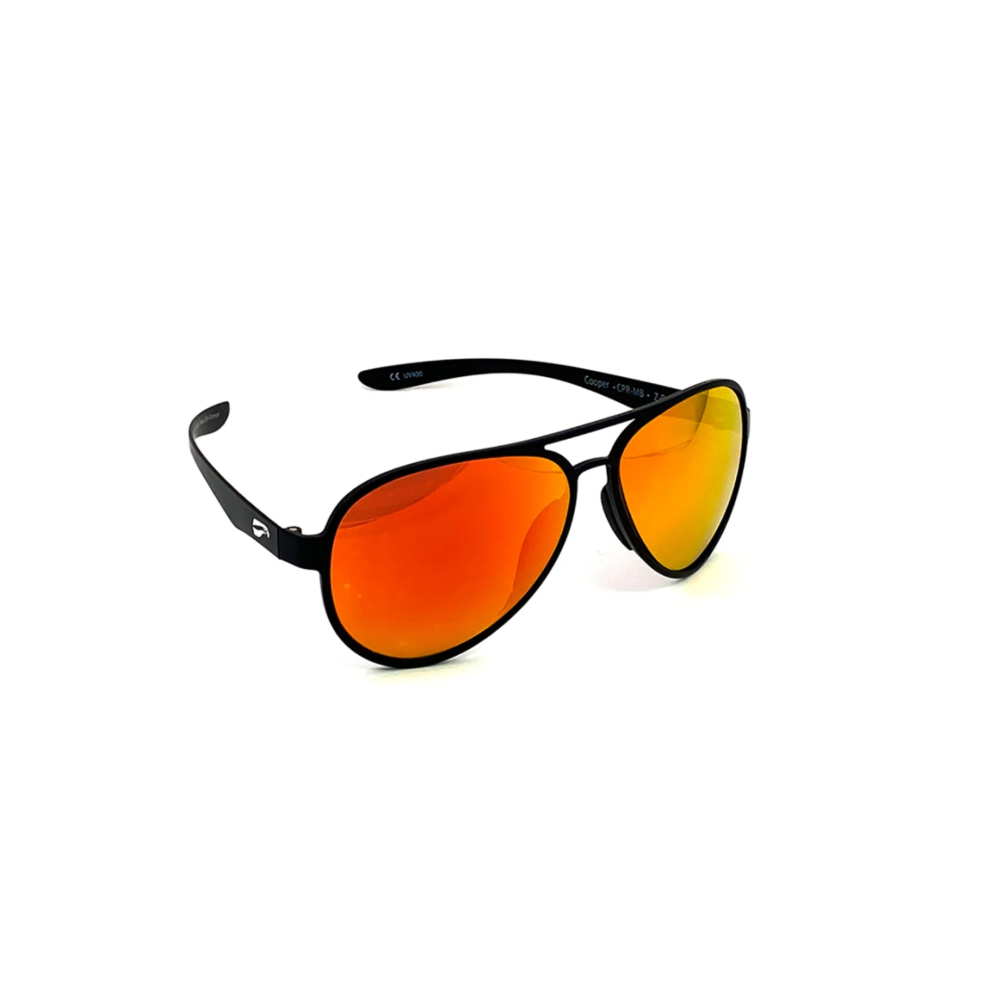 Flying Eyes Sunglasses Cooper Aviator Standard - Matte Black Frame, Mirrored Rose Lenses