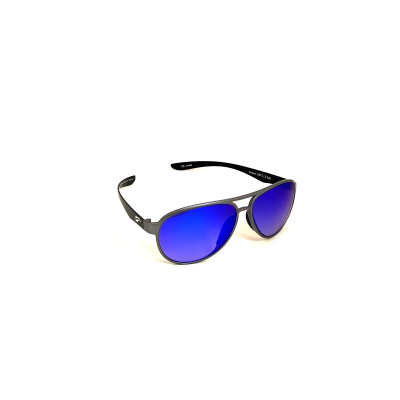 Flying Eyes Sonnenbrille Cooper Narrow (Kestrel) - Rahmen silberfarben mit schwarzen Bügeln, Linsen saphirblau