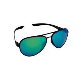 Flying Eyes Sunglasses Cooper Aviator Standard - Matte Black Frame, Mirrored Emerald Lenses