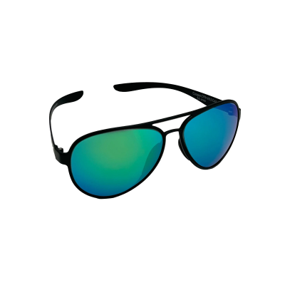 Flying Eyes Sonnenbrille Cooper Aviator Standard - Rahmen matt schwarz, Linsen smaragdfarben (verspiegelt)