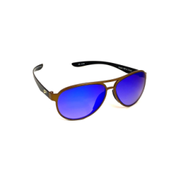 Flying Eyes Sunglasses Cooper Narrow (Kestrel) - Golden Front Frame, Gradient Mirrored Sapphire Lenses