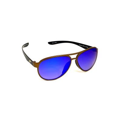 Flying Eyes Sonnenbrille Cooper Narrow (Kestrel) - Rahmen goldfarben mit schwarzen Bügeln, Linsen saphirfarben