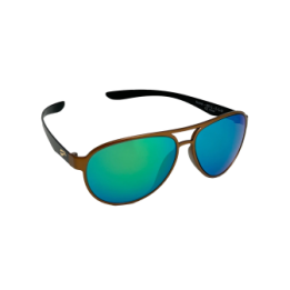 Flying Eyes Sunglasses Cooper Narrow (Kestrel) - Golden Front Frame, Mirrored Emerald Lenses