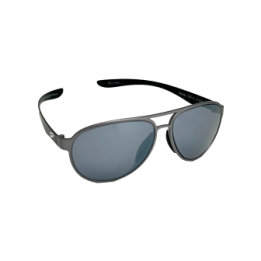 Flying Eyes Sunglasses Kestrel Aviator - Silver Frame with Black Temples, Onyx Lenses (Mirrored)