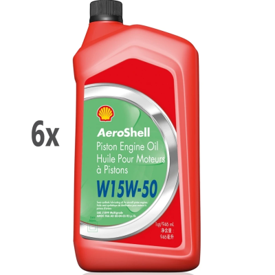 AeroShell Oil W 15W-50 (multigrade) - Karton (6x 1 AQ Flaschen, US-Quart)