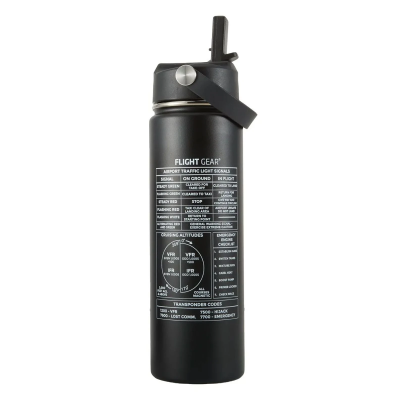 Flight Gear Trinkflasche - 650 ml, mit Aufdruck Luftfahrtinformationen