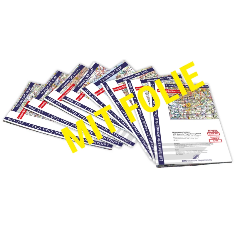 Set of ICAO charts Germany 2025 powered flight - with foil, folded