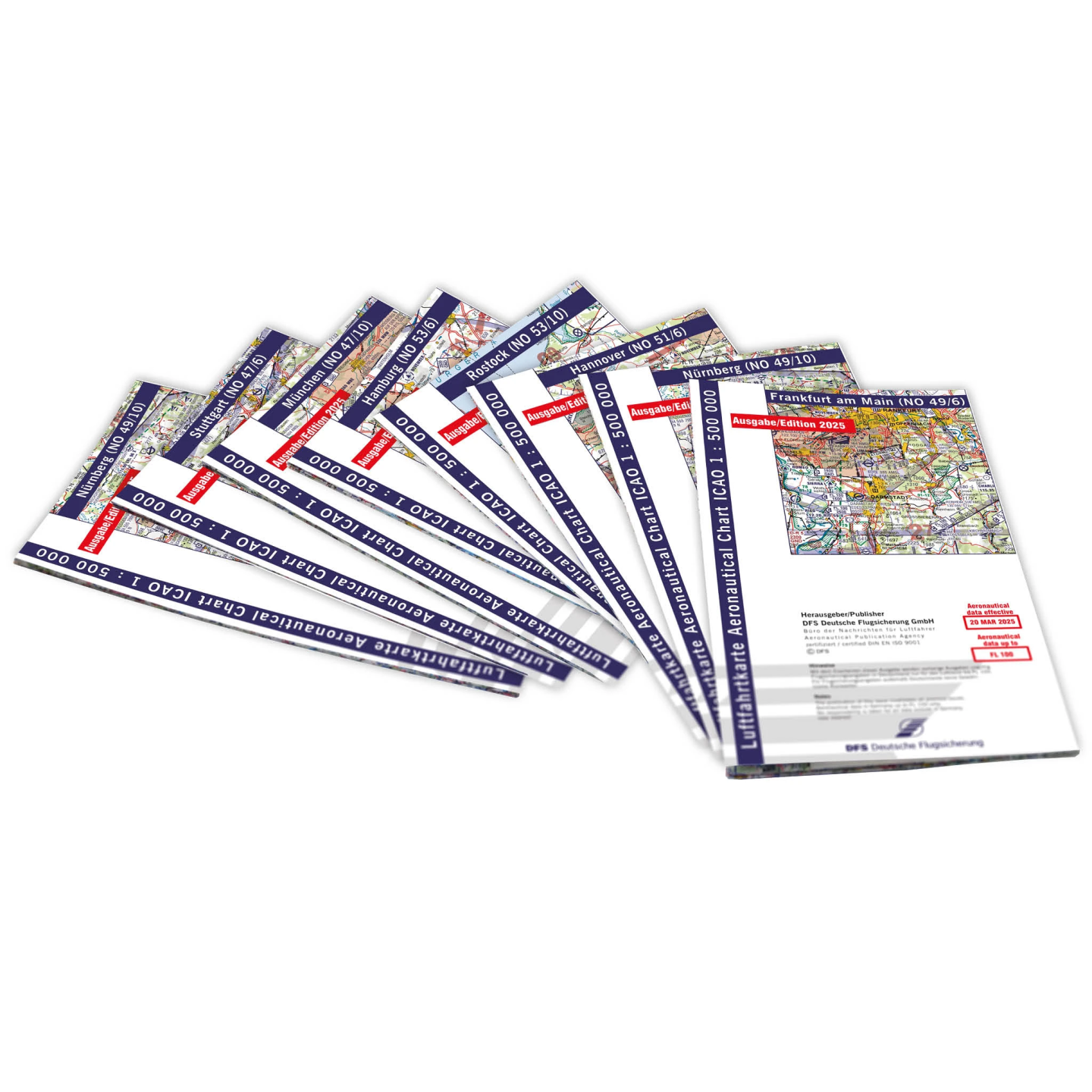 Set of ICAO charts Germany 2025 powered flight - without foil, plano