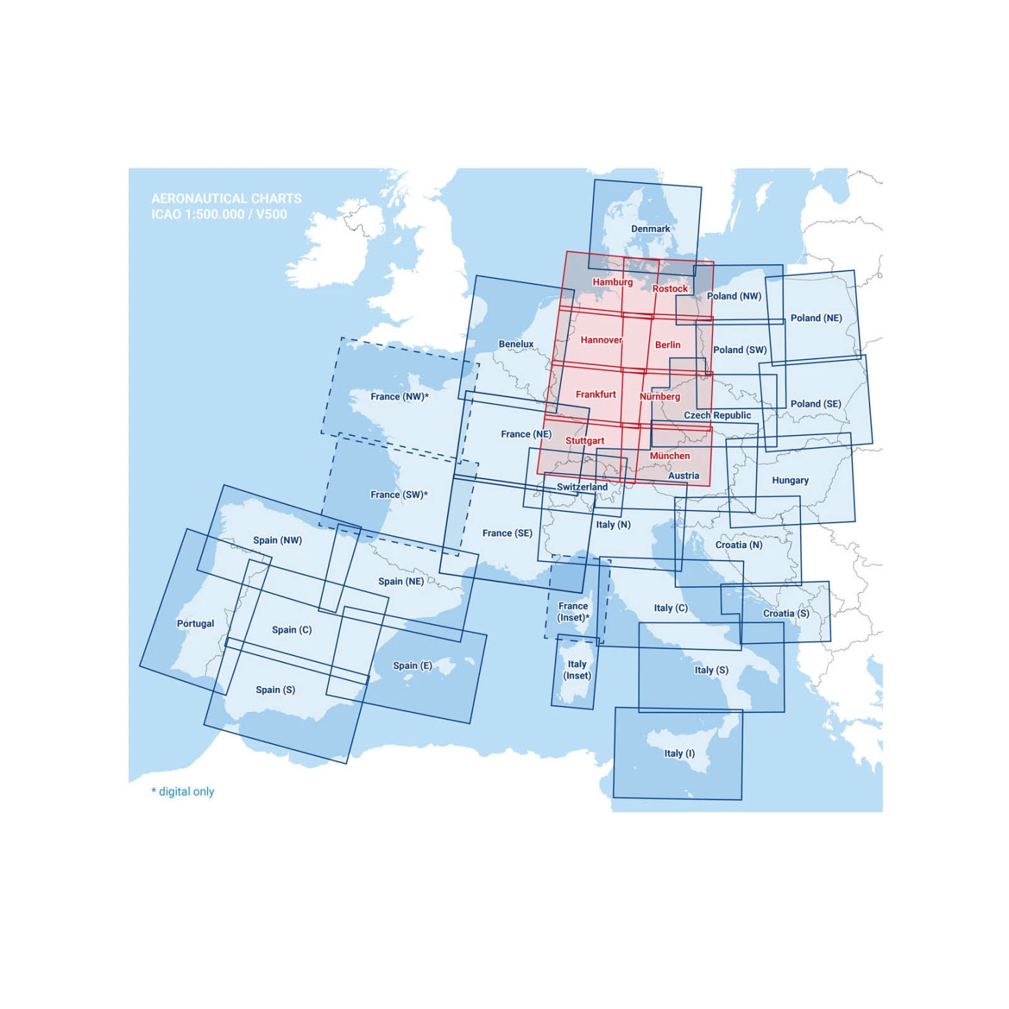 Satz DFS Segelflugkarten Deutschland 2025 - ohne Folie, gefaltet