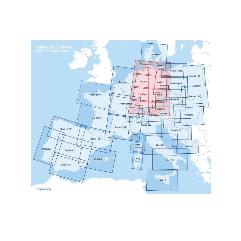 Satz DFS Segelflugkarten Deutschland 2025 - ohne Folie, plano