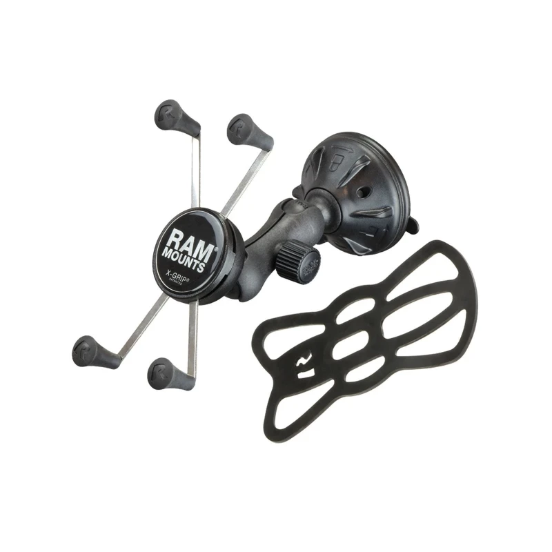 RAM Mounts X-Grip Saugfuss-Halterung für Smartphones bis 114,3 mm Breite - B-Kugel (1 Zoll), kurzer Verbindungsarm (ca. 50 mm)