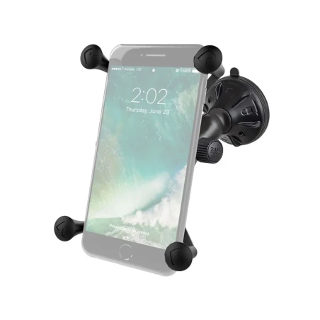 RAM Mounts X-Grip Saugfuss-Halterung für Smartphones bis 114,3 mm Breite - B-Kugel (1 Zoll), kurzer Verbindungsarm (ca. 50 mm)