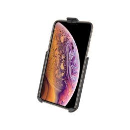 Device holder for Apple iPhone X / Xs (without protective covers etc.) - 2-hole AMPS connection (trapezoid), screw set