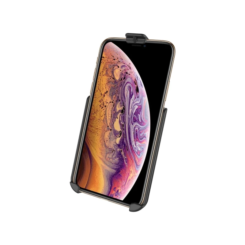 Gerätehalteschale für Apple iPhone X / Xs (ohne Schutzhüllen etc.) - 2-Loch AMPS-Anbindung (Trapez), Schrauben-Set