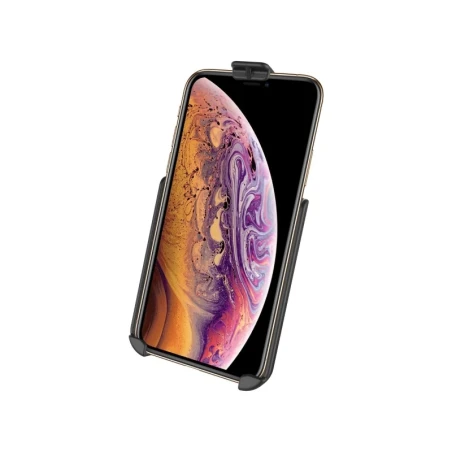 Gerätehalteschale für Apple iPhone X / Xs (ohne Schutzhüllen etc.) - 2-Loch AMPS-Anbindung (Trapez), Schrauben-Set
