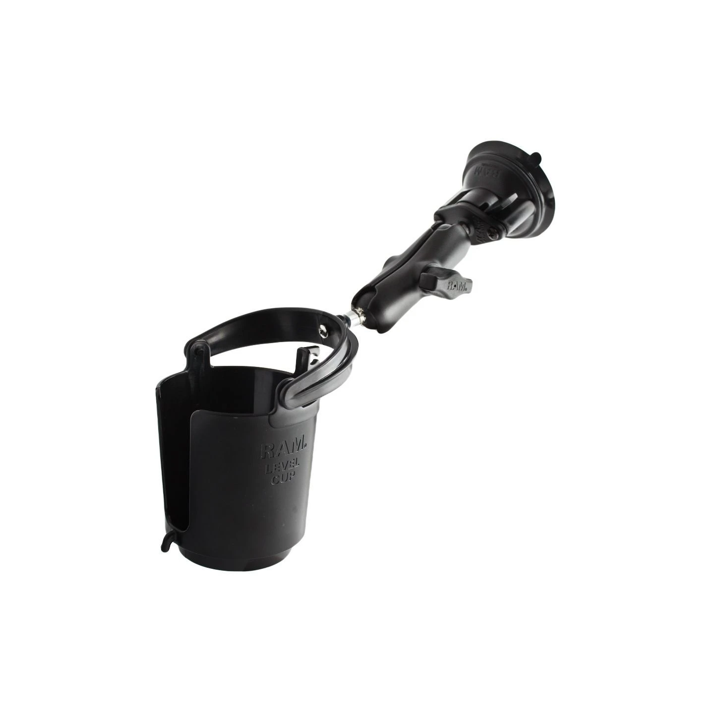 Suction base holder with cup holder (without foam rubber insert) - with suction base, (1 inch)