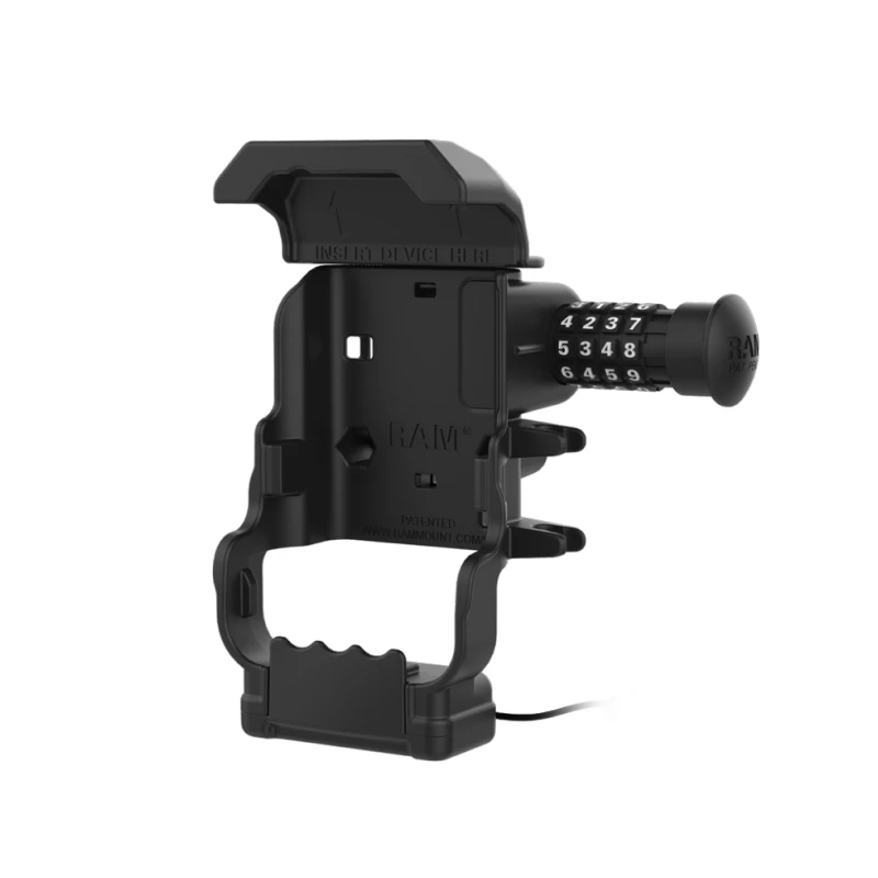 Halteschale mit Stromversorgung für Panasonic Toughbook FZ-N1 / FZ-F1 - abschließbar (Zahlenschloss), AMPS 2-Loch-Aufnahme