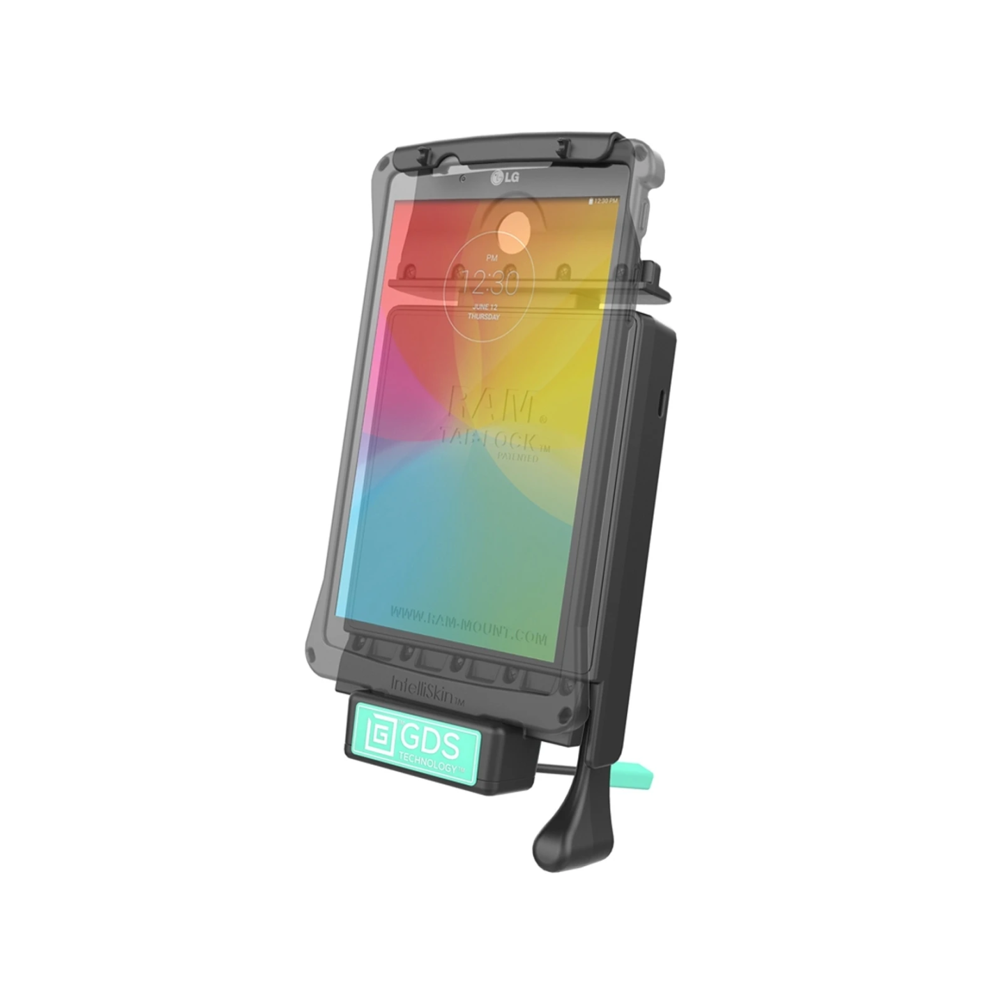 GDS docking station LG G Pad (F 8.0) in IntelliSkin charging/protective cases - lockable, power connection, AMPS holder