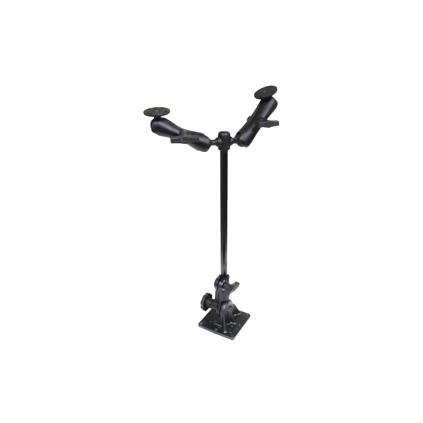 Ratchet stand mount with double mount (AMPS) - rod approx. 450 mm, mounts (1.5 inch, top)