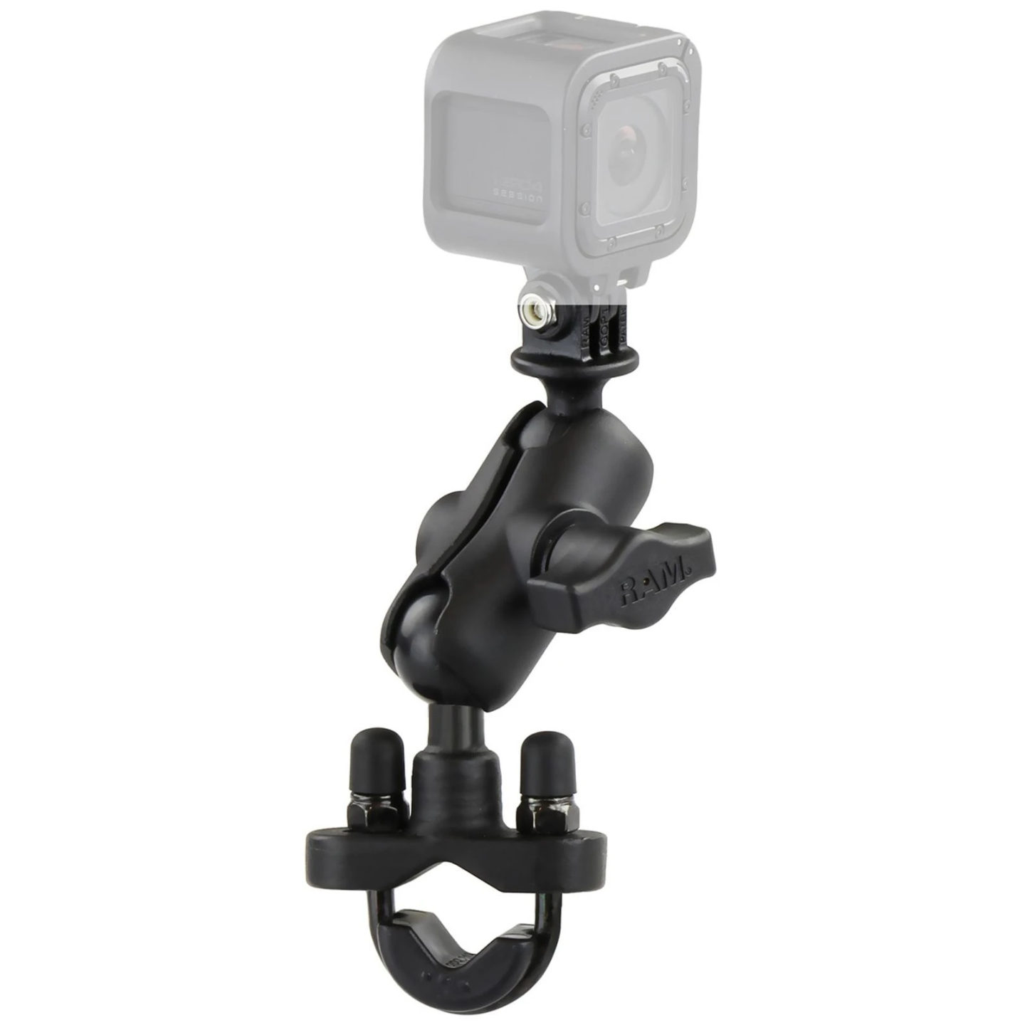 GoPro camera mount (short) for handlebars/tubes - with clamp, (1 inch)