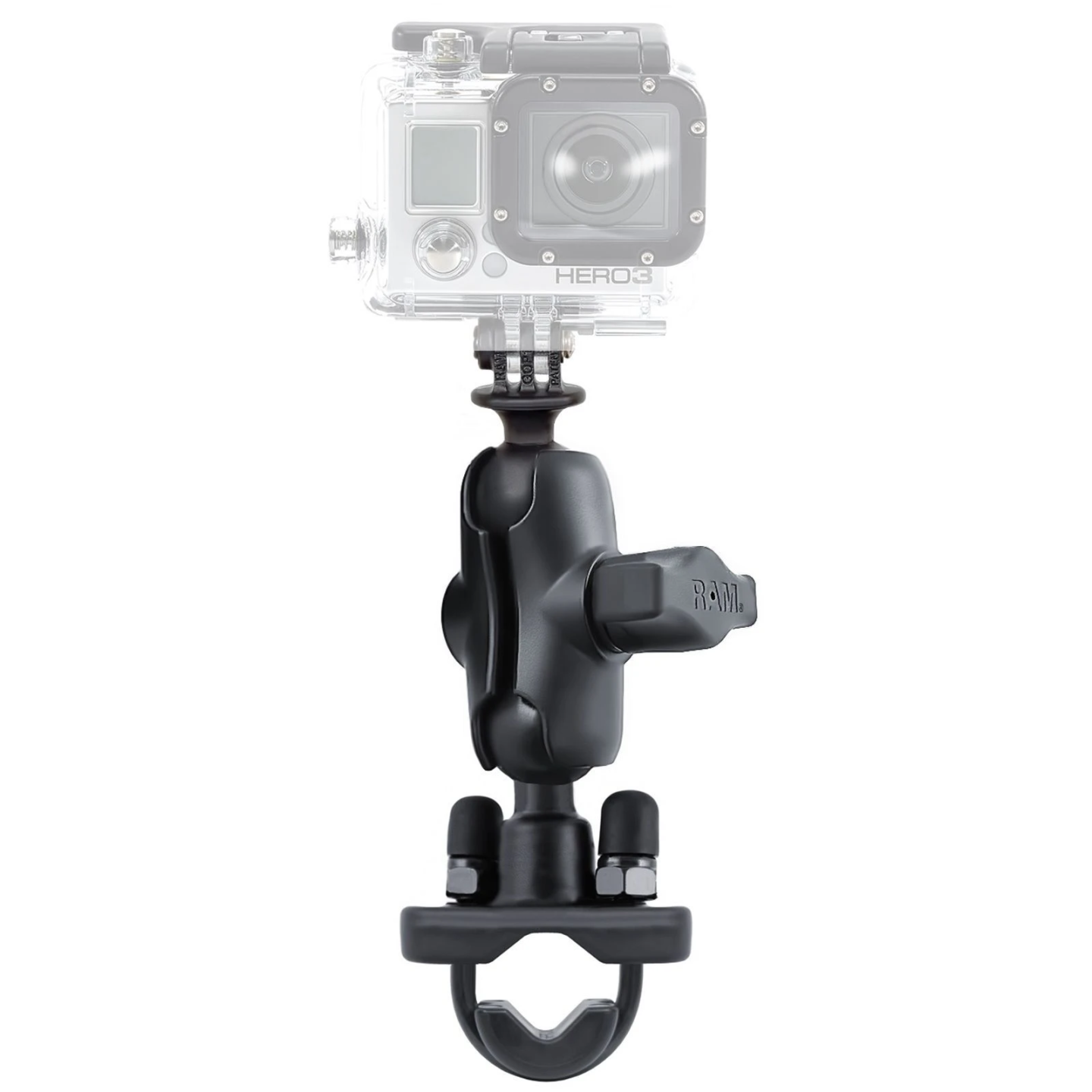 GoPro camera mount (short) for handlebars/tubes - with clamp, (1 inch)