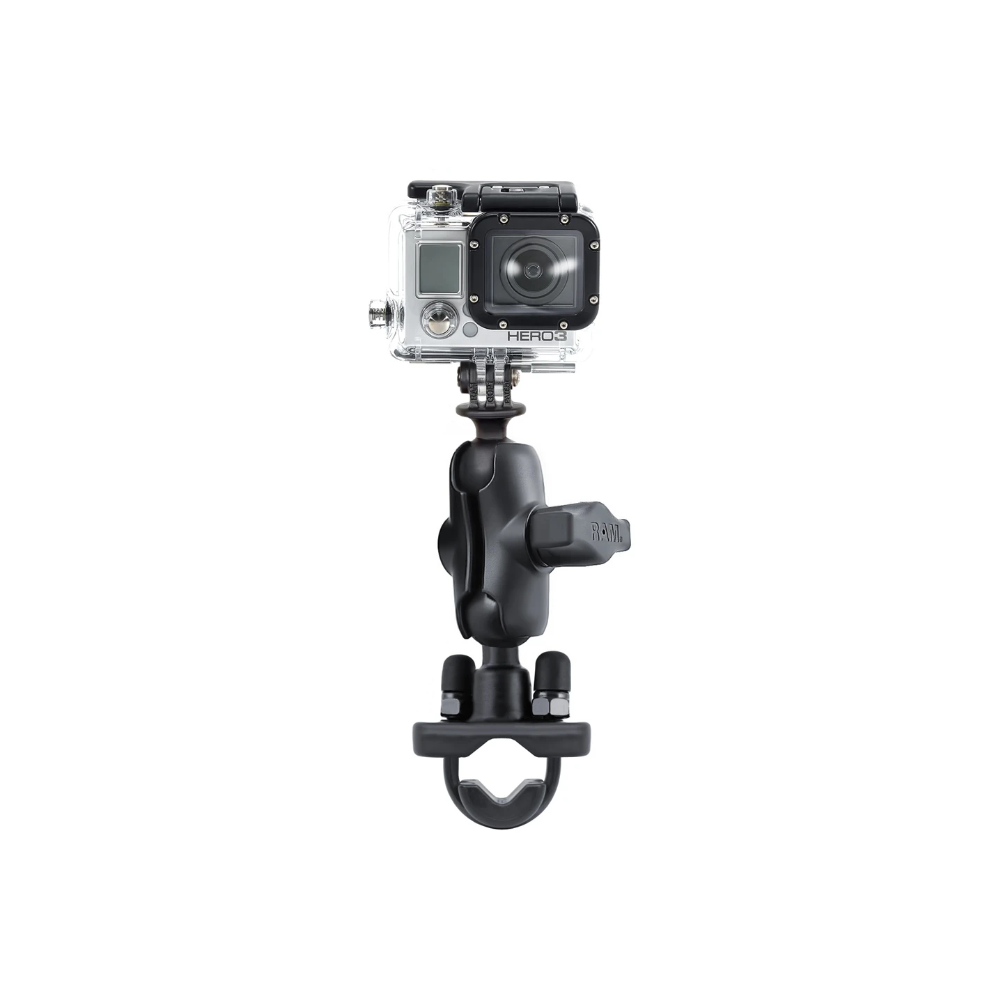 GoPro camera mount (short) for handlebars/tubes - with clamp, (1 inch)