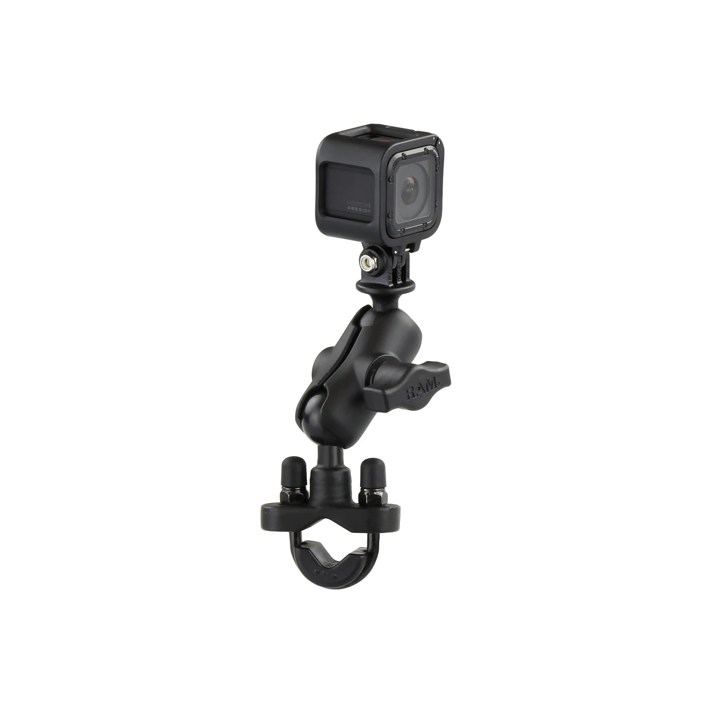 GoPro camera mount (short) for handlebars/tubes - with clamp, (1 inch)