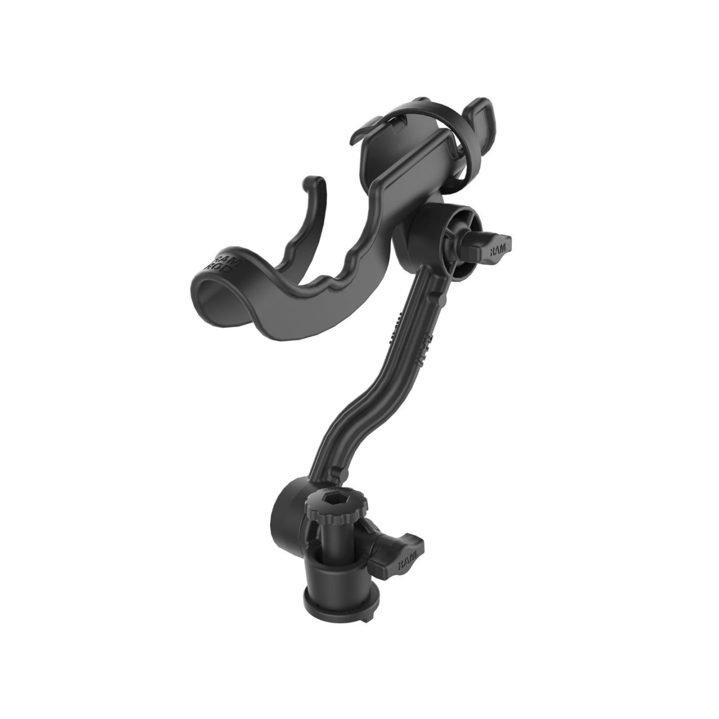 Composite fishing rod holder with track node base (T-slot) - Ratchet system