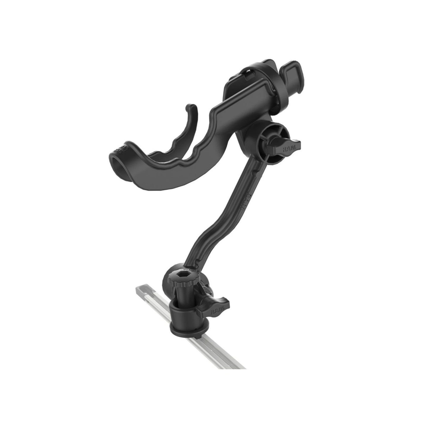 Composite fishing rod holder with track node base (T-slot) - Ratchet system