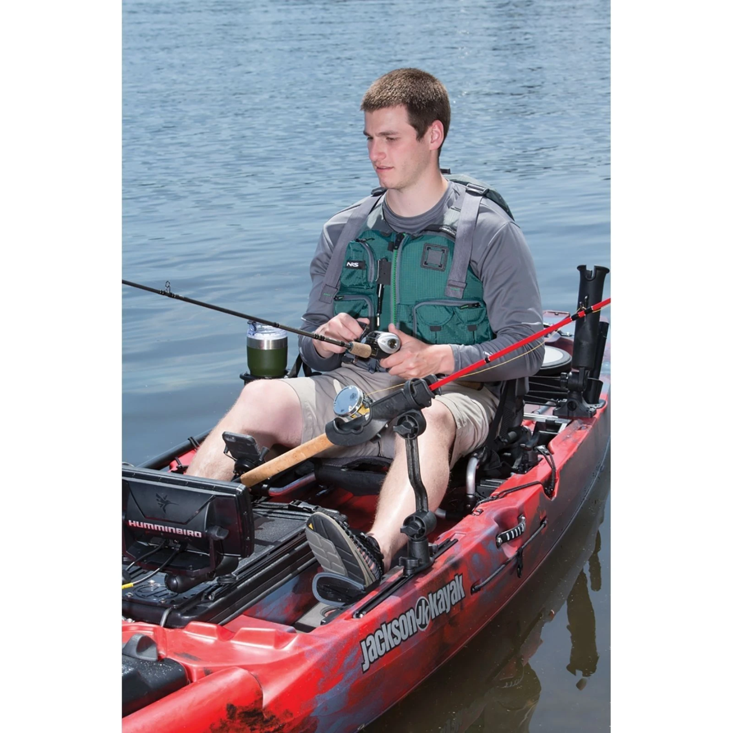 Composite fishing rod holder with track connection (T-slot) - Ratchet system