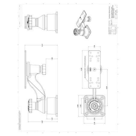 Swivelling arm with universal plate for marine GPS - Horizontal base, universal plate (50.8 x 158.9 mm), arm length 150 mm