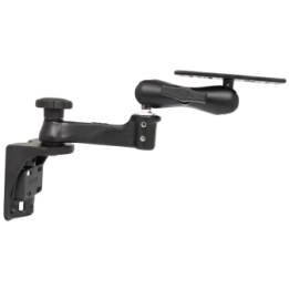 Swivel arm for vertical wall mounting - vertical base, centre connecting arm, rectangular universal plate
