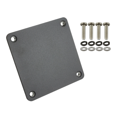 quadratische Gegenplatte für Halterungen - 91,4 x 91,4 mm, Schrauben-Set