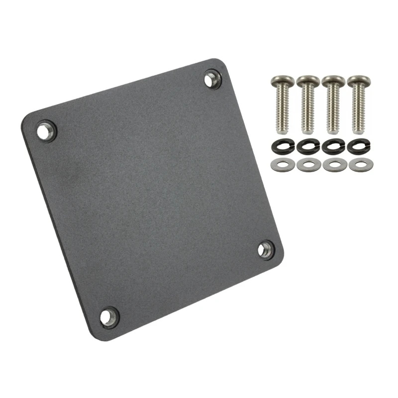 quadratische Gegenplatte für Halterungen - 91,4 x 91,4 mm, Schrauben-Set