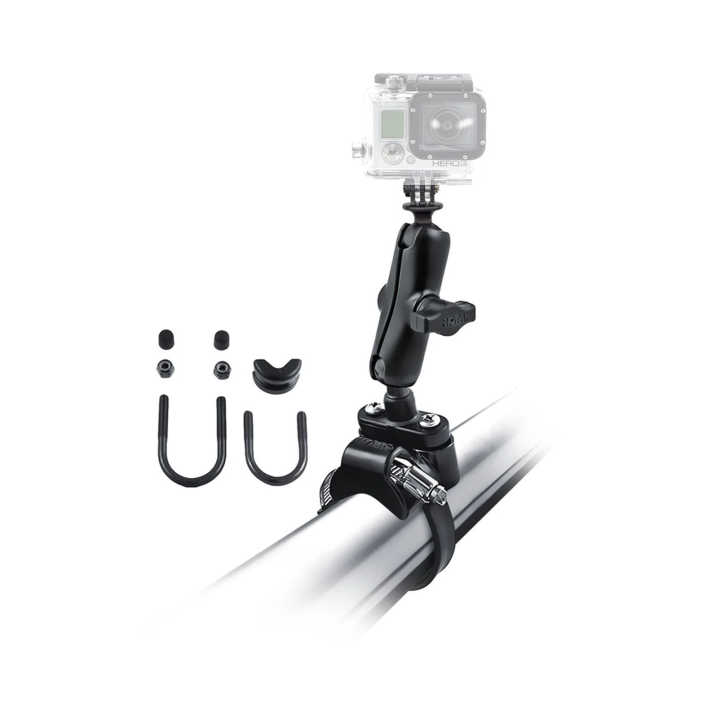 GoPro camera mount for handlebars/tubes - with clamp, (1 inch)