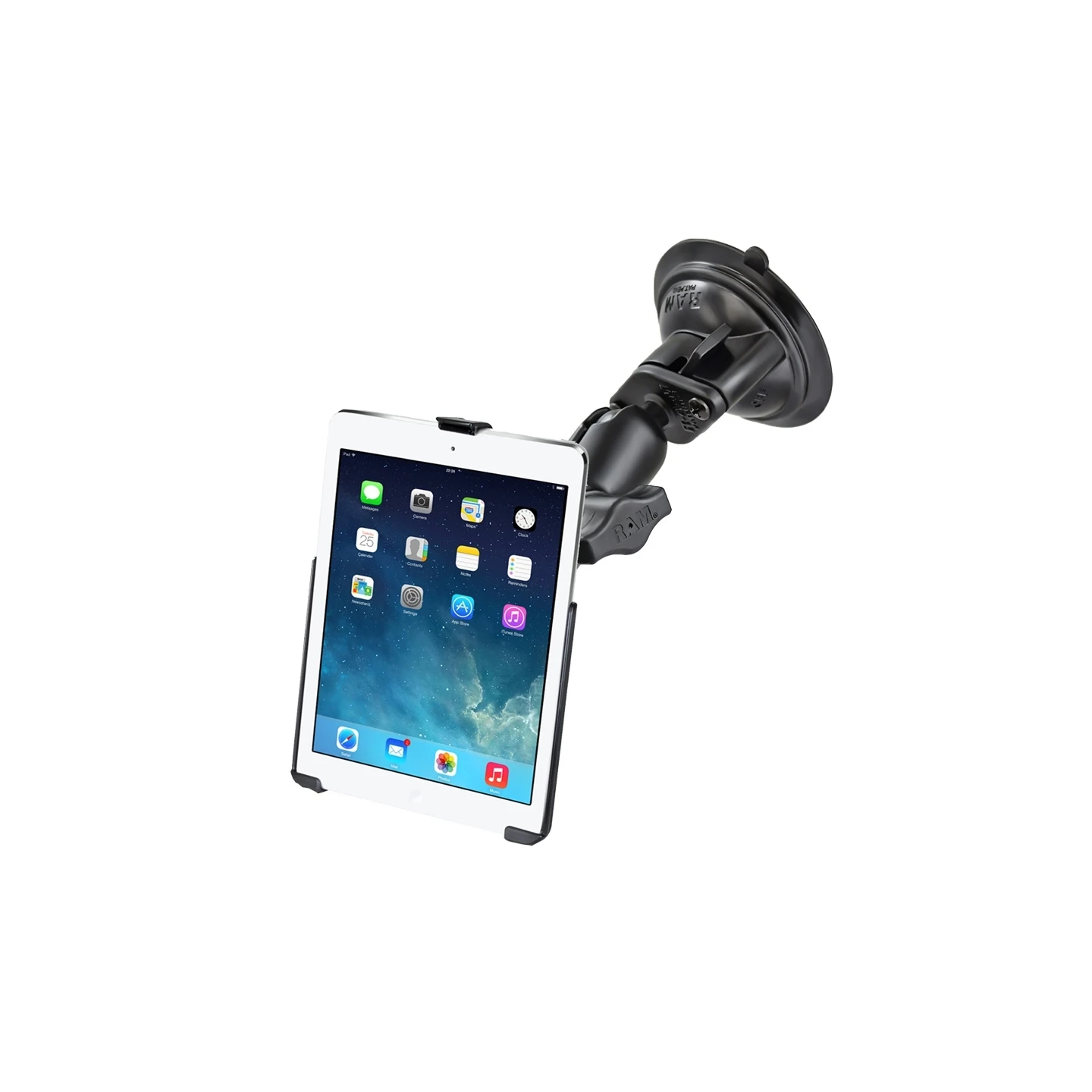 Suction base mount for Apple iPad Air 1-2 / iPad Pro 9.7 (without protective cases) - centre connecting arm