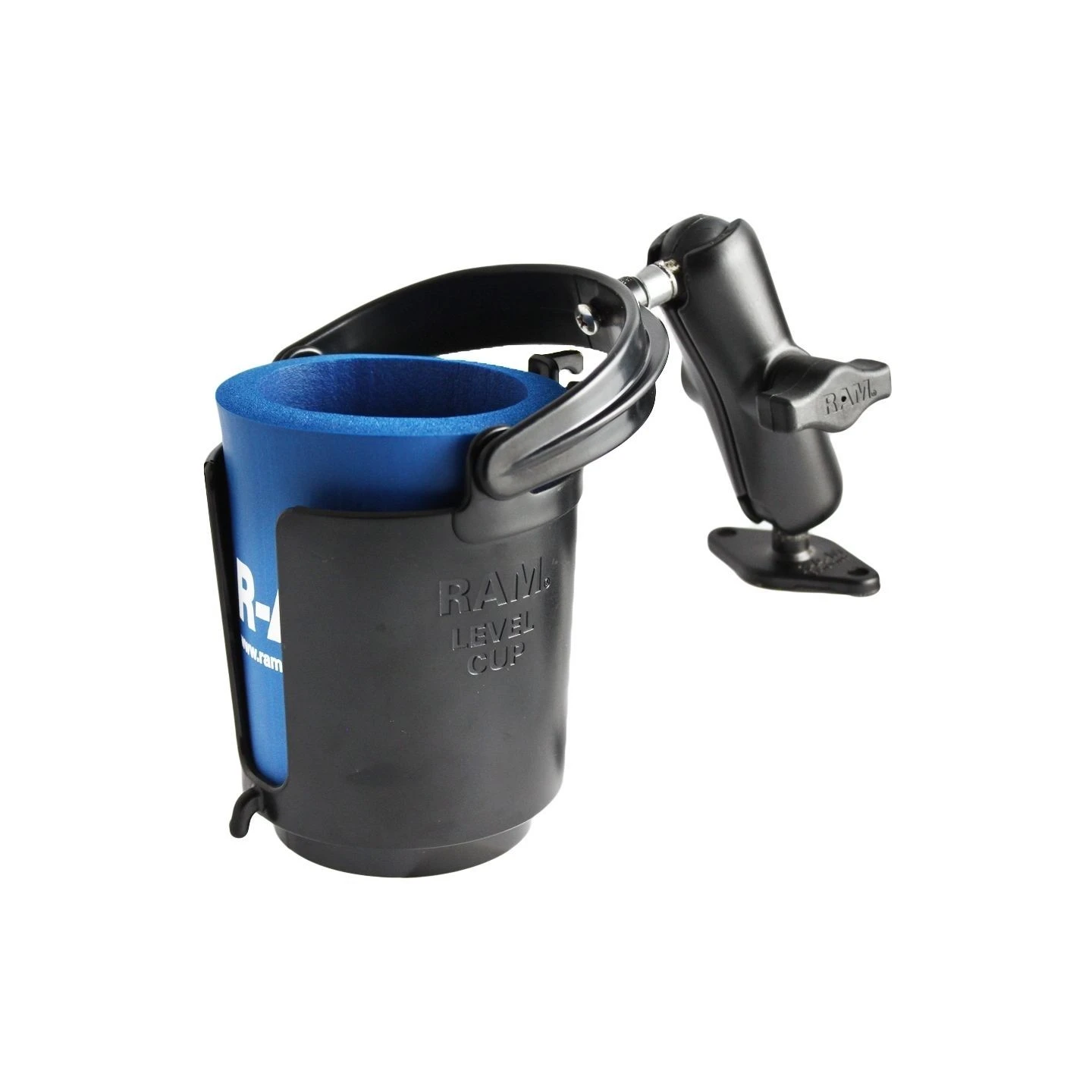 Body mount with cup holder - with Diamond base plate (trapezoid), (1 inch)