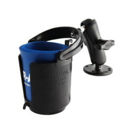 Body mount with cup holder - with round base plate (AMPS), (1 inch)