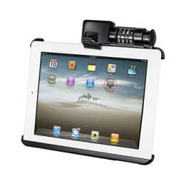 Device holder for Apple iPad 1-4 (without protective cover/case) - with combination lock, AMPS connection, screw set