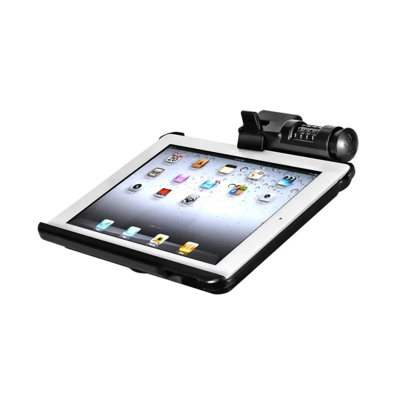 Gerätehalteschale für Apple iPad 1-4 (ohne Schutzhülle/-gehäuse) - mit Zahlenschloss, AMPS-Anbindung, Schrauben-Set