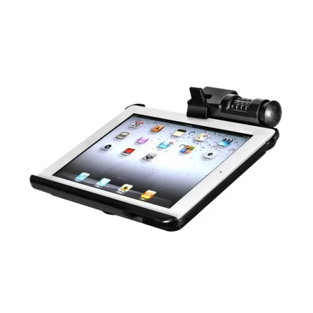 Gerätehalteschale für Apple iPad 1-4 (ohne Schutzhülle/-gehäuse) - mit Zahlenschloss, AMPS-Anbindung, Schrauben-Set