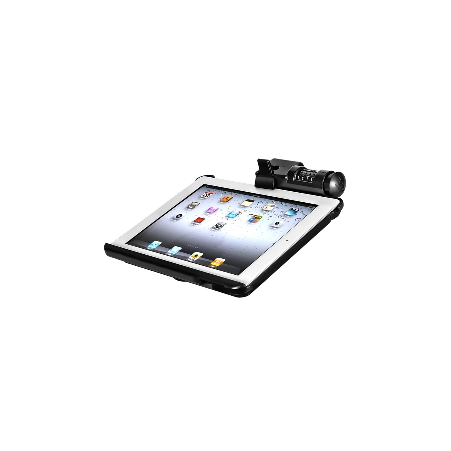 Device holder for Apple iPad 1-4 (without protective cover/case) - with combination lock, AMPS connection, screw set