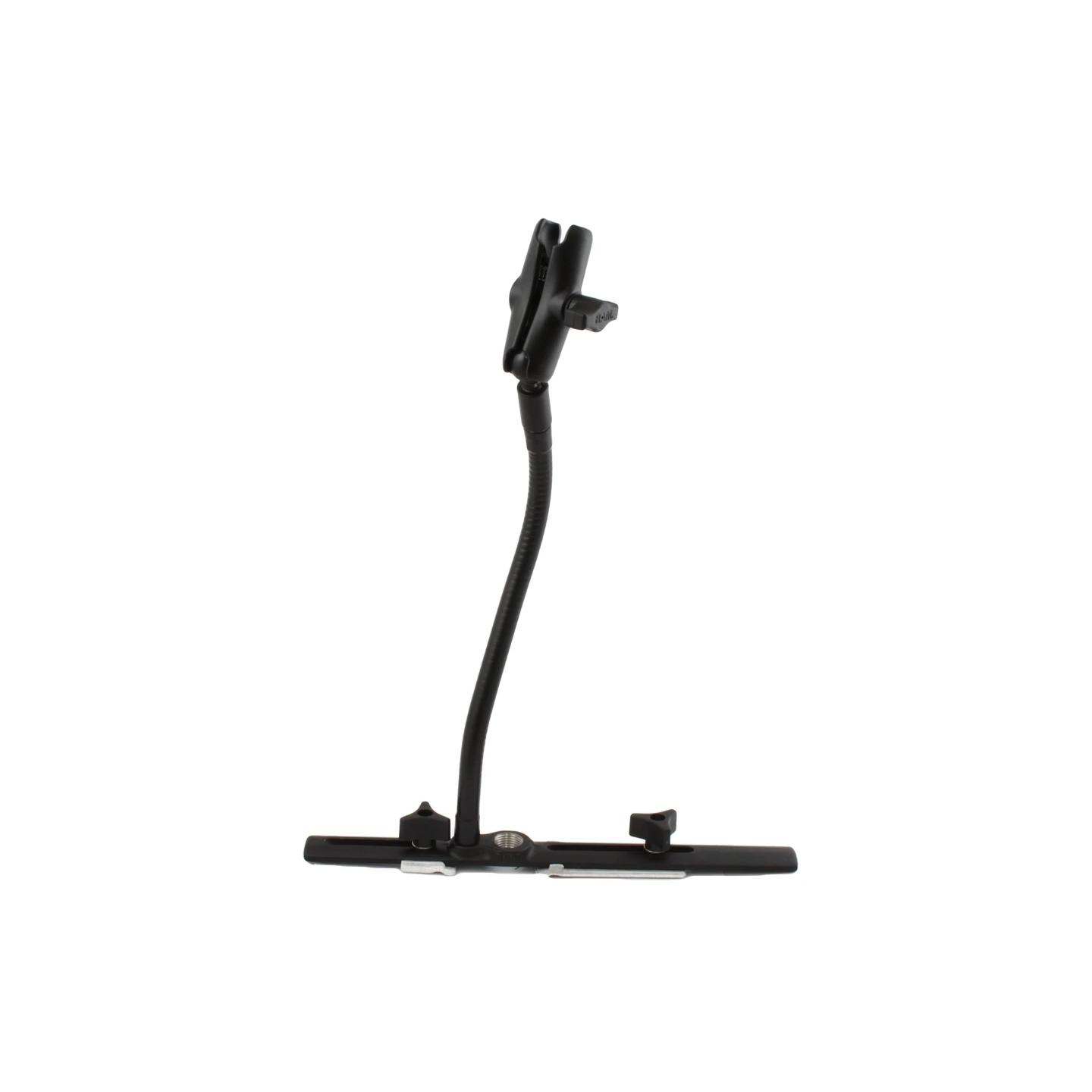 Cessna seat rail mount with 1 inch rail, flex arm (approx. 300 mm) centre connecting arm
