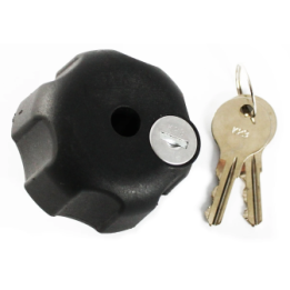 Safety lock for swivel arms - 3/8"-16 internal thread (brass), 2 keys