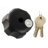 Safety lock for swivel arms - 3/8"-16 internal thread (brass), 2 keys