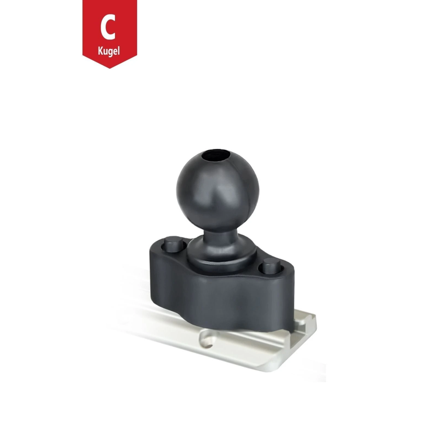 Composite base ball for Tough-Track rails - quick-release system